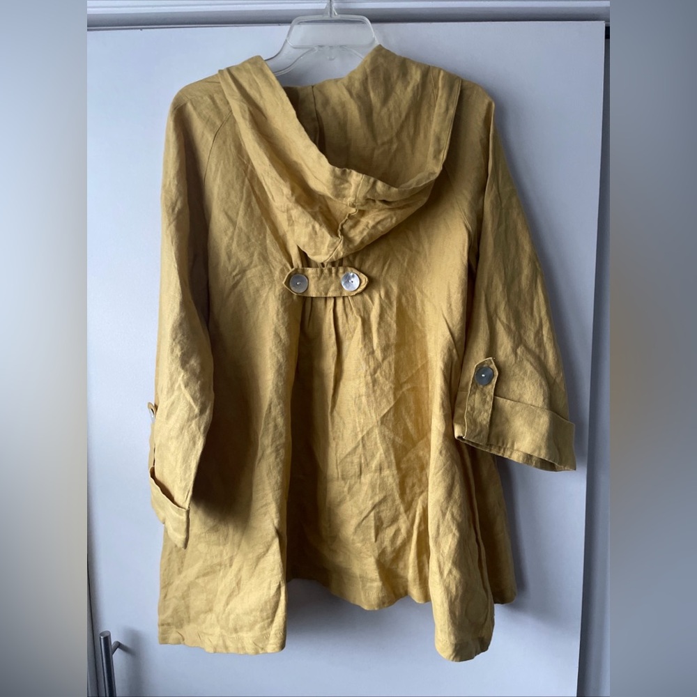 Sigrid Olsen Linen Jacket M Mustard Yellow Pockets Buttons Boho Cottage T01 - Picture 5 of 6